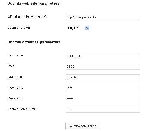 Joomla podaci baze podataka