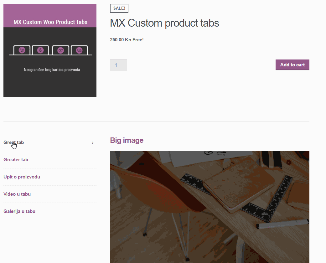 MX Woo custom product tabs - frontend
